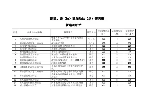 新建、迁(改)建加油站(点)情况表