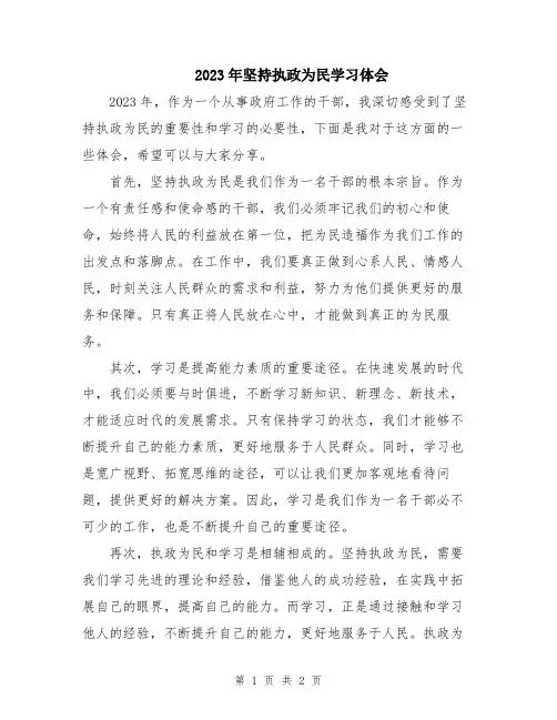 2023年坚持执政为民学习体会