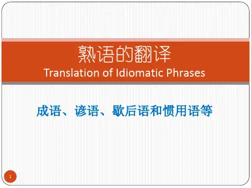 熟语的翻译ppt课件
