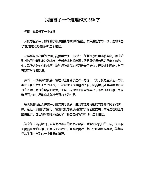 我懂得了一个道理作文350字