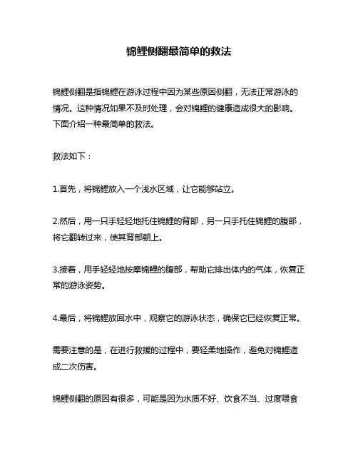 锦鲤侧翻最简单的救法