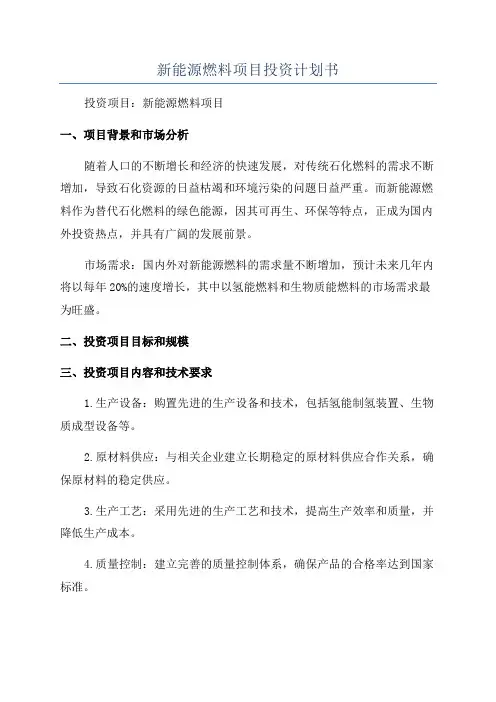新能源燃料项目投资计划书