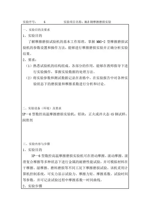 摩擦磨损实验