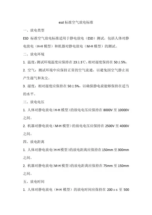 esd标准空气放电标准