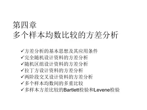 大学精品课件：第4章多个样本均数比较的方差分析162