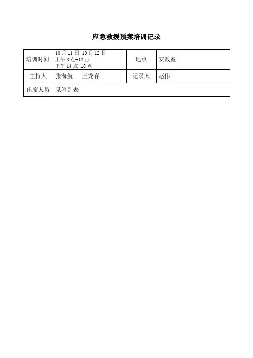 应急救援预案培训记录