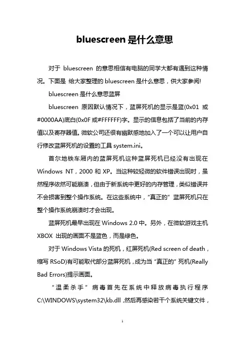 bluescreen是什么意思
