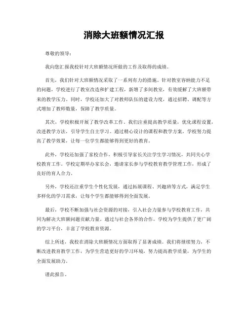 消除大班额情况汇报