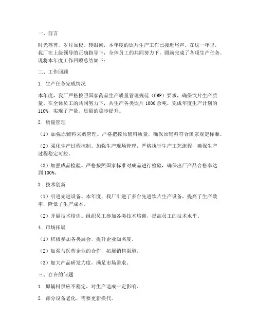 饮片厂年度回顾总结范文