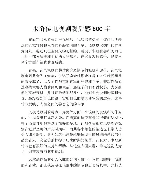 水浒传电视剧观后感800字
