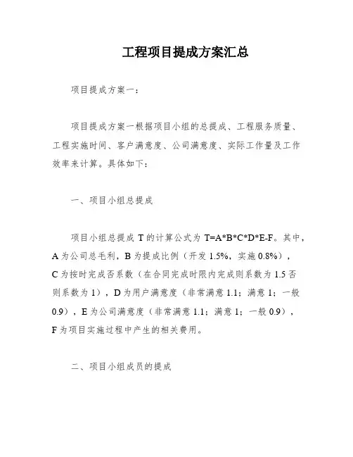 工程项目提成方案汇总