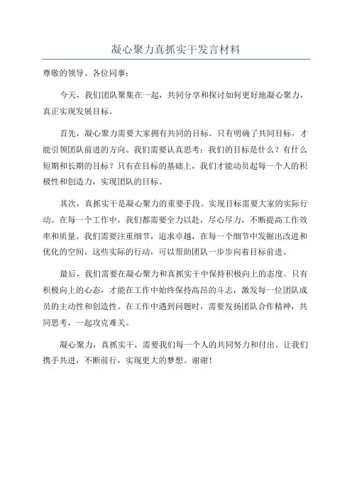 凝心聚力真抓实干发言材料