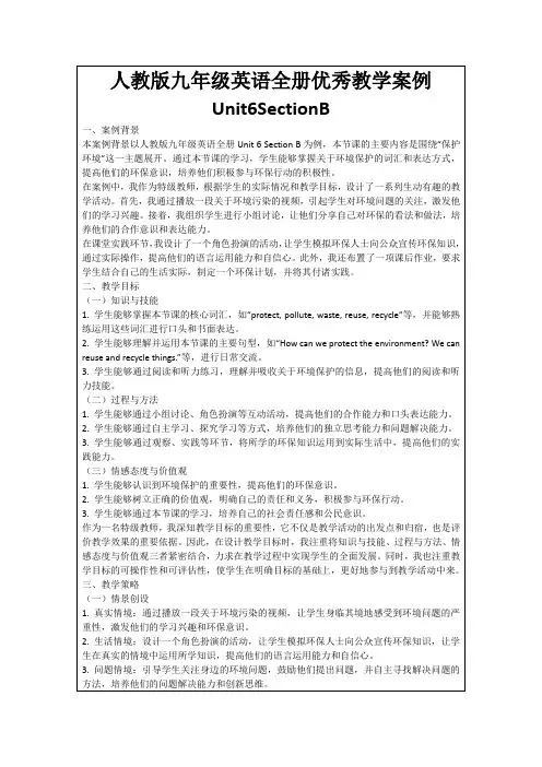 人教版九年级英语全册优秀教学案例Unit6SectionB