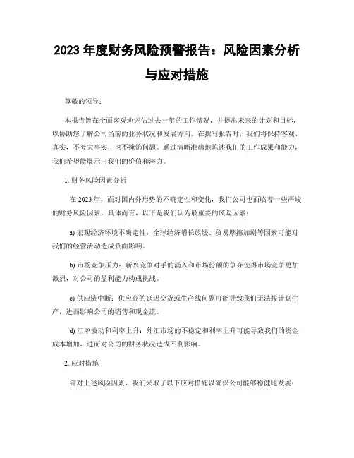 2023年度财务风险预警报告：风险因素分析与应对措施