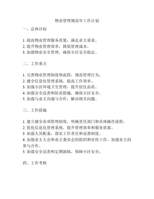 物业管理规范年工作计划