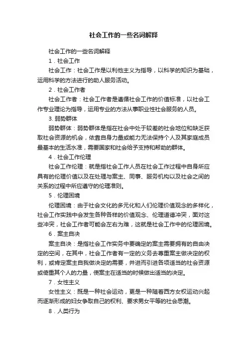 社会工作的一些名词解释