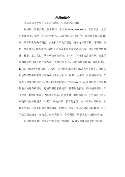 丹顶鹤简介_小学作文