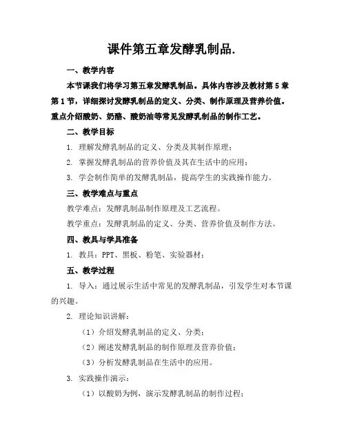 课件第五章发酵乳制品.