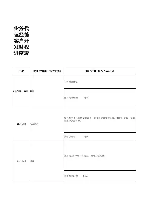 销售业务客户开发时程进度表