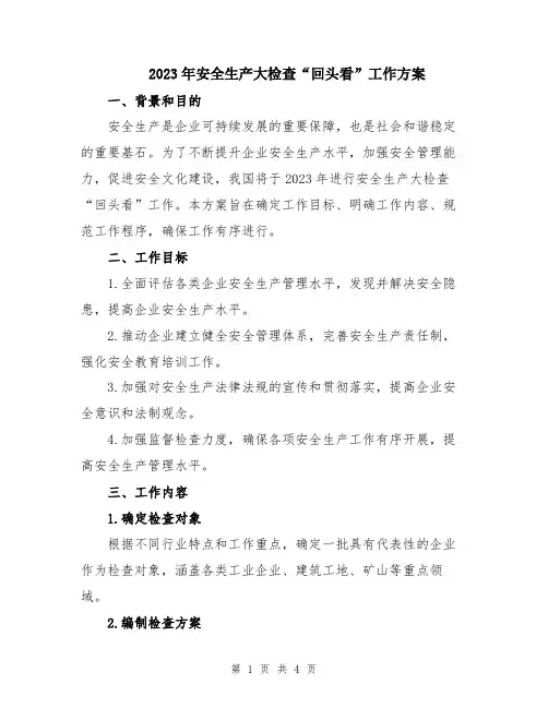 2023年安全生产大检查“回头看”工作方案