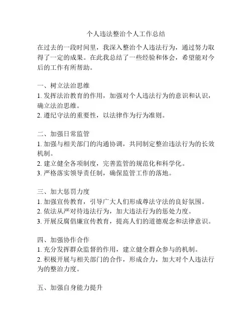 个人违法整治个人工作总结