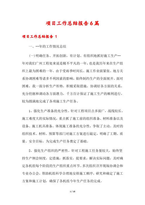 项目工作总结报告6篇