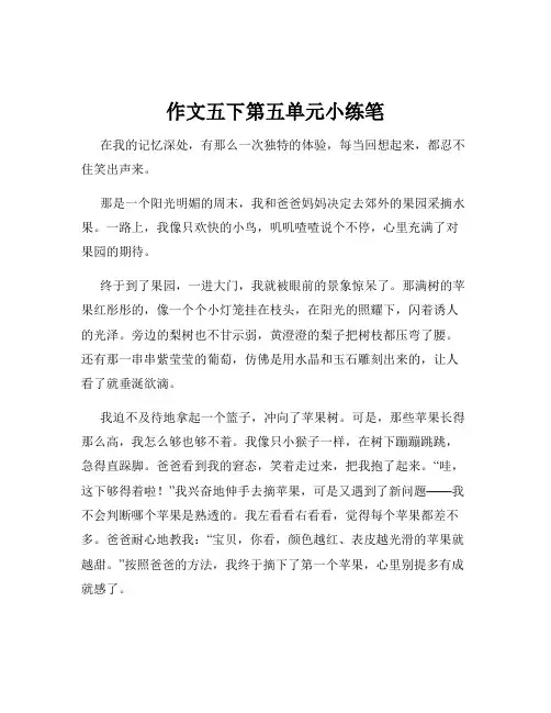 作文五下第五单元小练笔