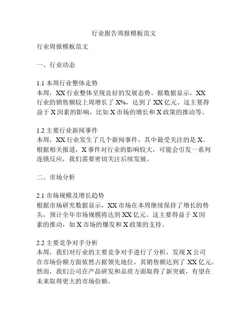 行业报告周报模板范文