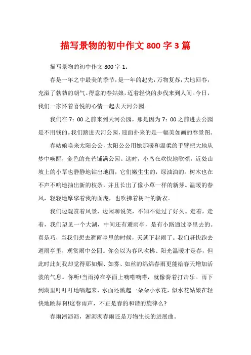 描写景物的初中作文800字3篇