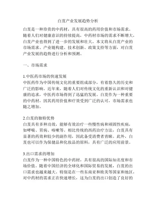 白芨产业发展趋势分析