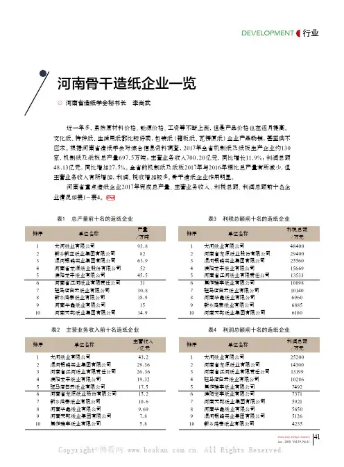 河南骨干造纸企业一览