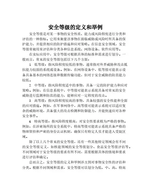 安全等级的定义和举例