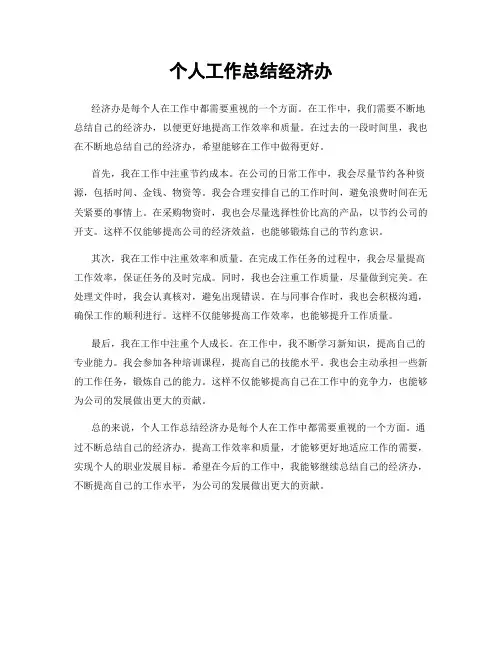 个人工作总结经济办