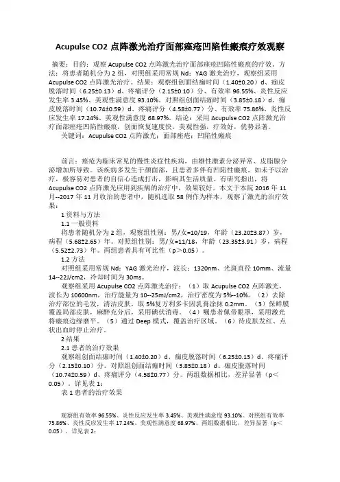 Acupulse CO2点阵激光治疗面部痤疮凹陷性瘢痕疗效观察