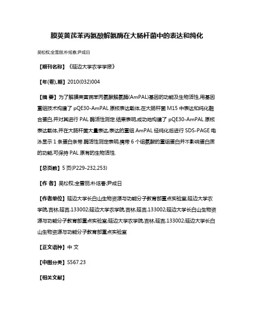 膜荚黄芪苯丙氨酸解氨酶在大肠杆菌中的表达和纯化