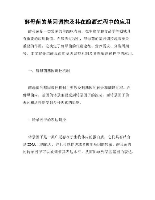 酵母菌的基因调控及其在酿酒过程中的应用