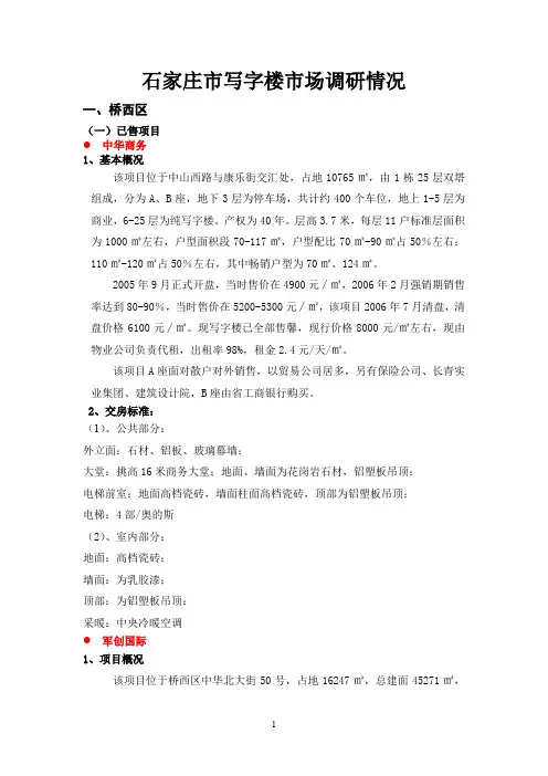 石家庄市写字楼市场调研情况091231.doc
