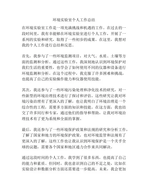 环境实验室个人工作总结
