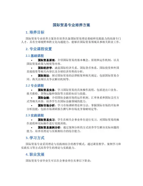 国际贸易专业培养方案