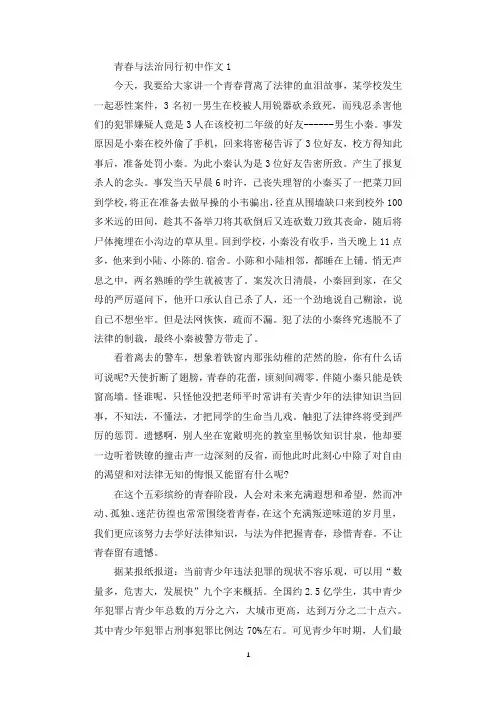 关于青春与法治同行初中作文范文精选5篇.docx