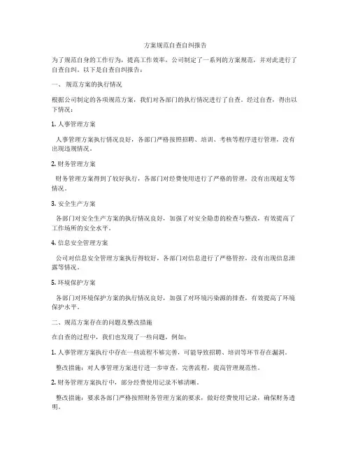 方案规范自查自纠报告