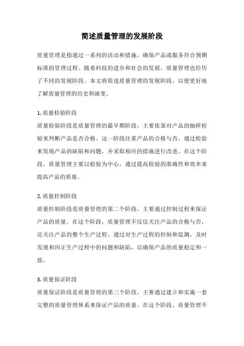 简述质量管理的发展阶段