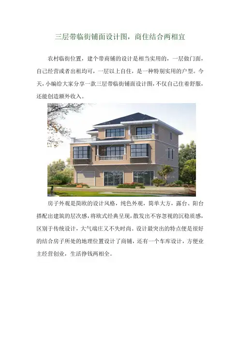 三层带临街铺面设计图,商住结合两相宜 