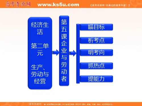 高考政治一轮复习课件：经济生活  第二单元  第五课  企业与劳动者