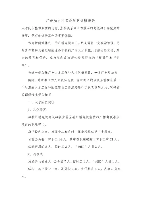 广电局人才工作现状调研报告.doc