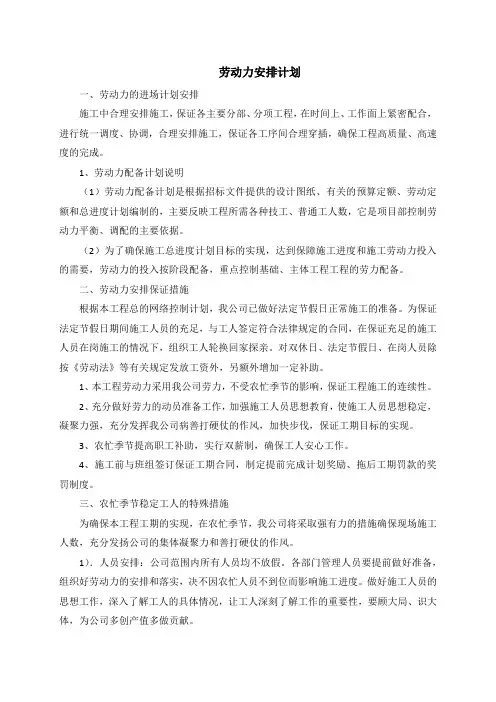 劳动力安排计划