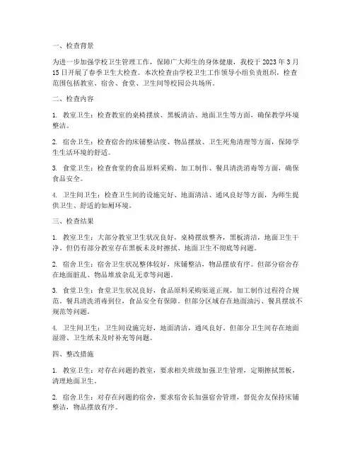 卫生检查情况报告