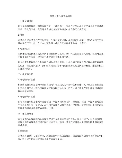 相交与垂直 知识点总结