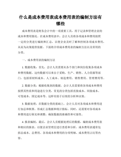 什么是成本费用表成本费用表的编制方法有哪些