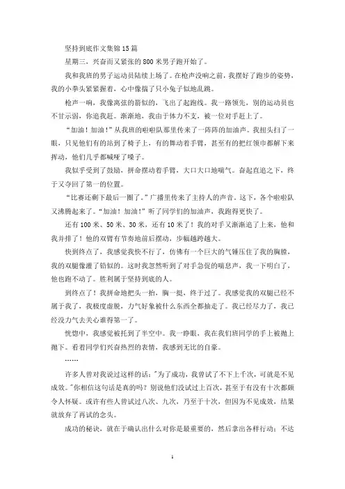 坚持到底作文集锦15篇(精选)
